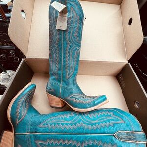 Turquoise Western Heeled Boots